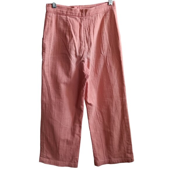 24x25 Girls Vintage Jeans 1970's Wide-Leg Peach Textured Cotton Pants 1OF1 - Picture 2 of 6